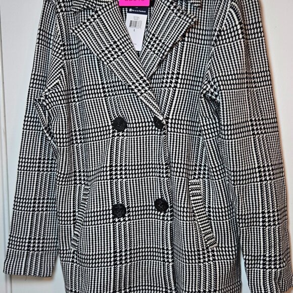 Chaps Ralph Lauren L Sweater Blazer NWT Black & White Houndstooth - Picture 1 of 8